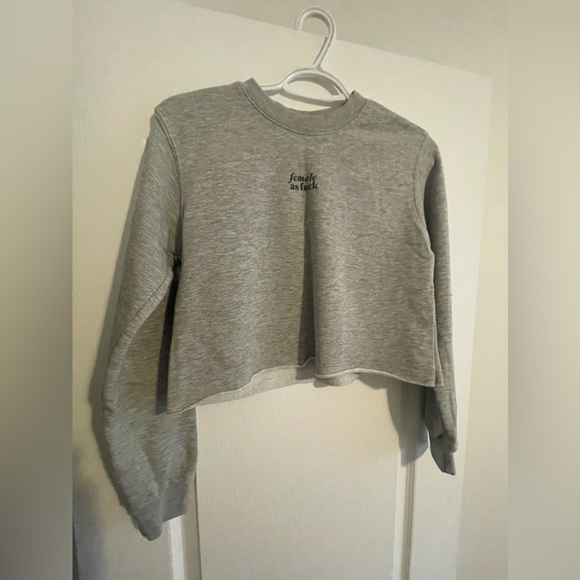 PEACE COLLECTIVE “female as fuck” Cropped Crewneck - Picture 1 of 3